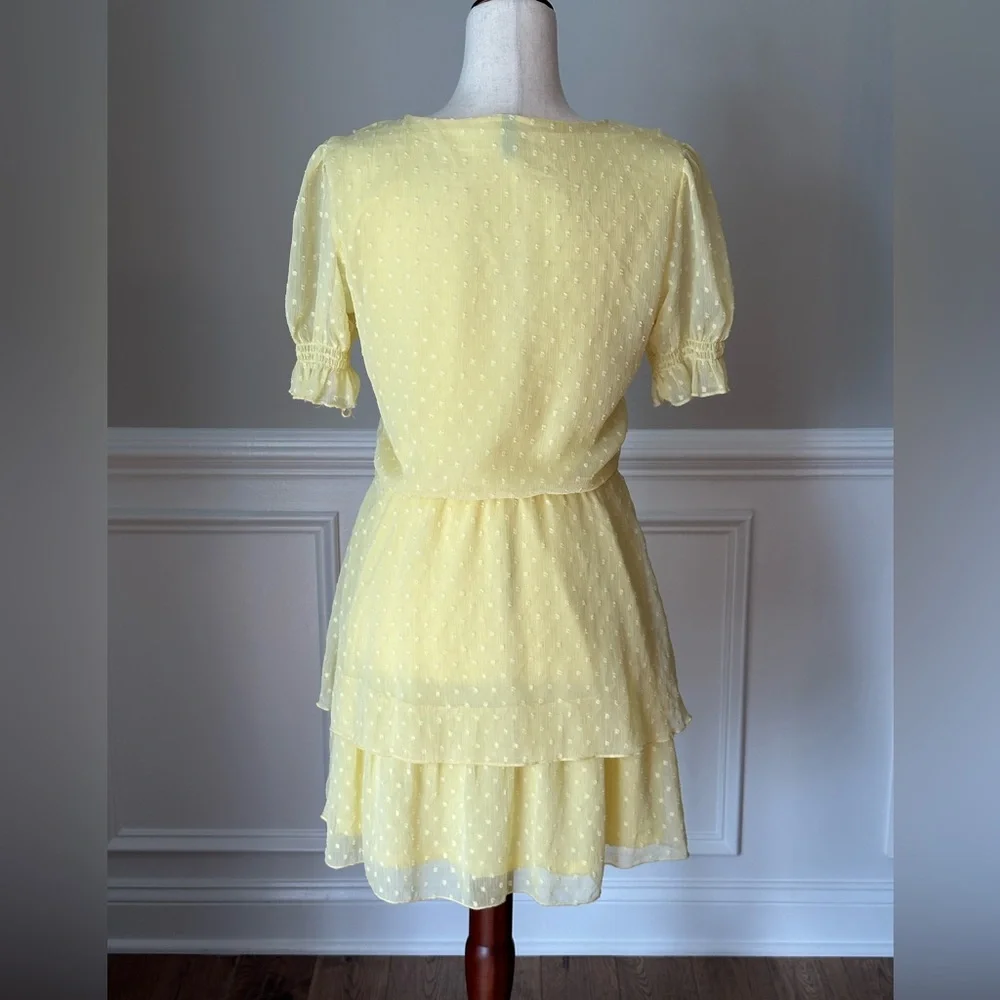H&M Divided Yellow Puff Sleeved Ruffled Dress size Small - Picture 3 of 12
